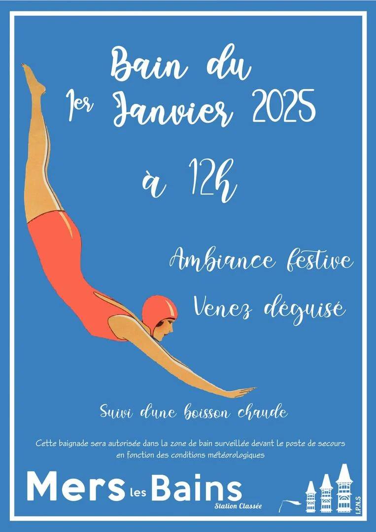 🤩 BAIN DU 1ER JANVIER 2025 A 12 H A MERS LES BAINS  🤩