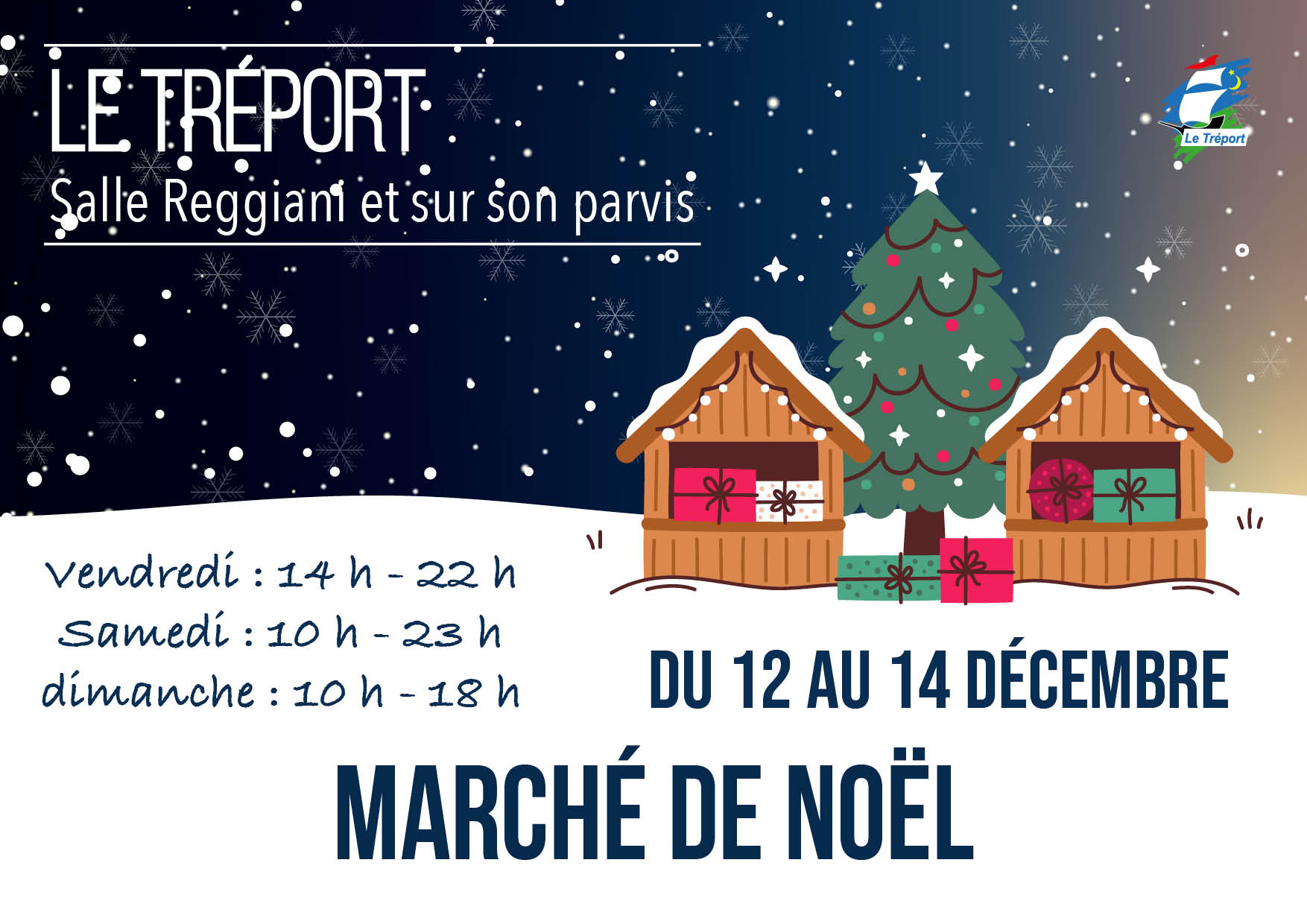 La salle Reggiani et son parvis accueilleront le 𝗺𝗮𝗿𝗰𝗵𝗲́ 𝗱𝗲 𝗡𝗼𝗲̈𝗹 organisé par la Ville du Tréport les 𝟭𝟮-𝟭𝟯 𝗲𝘁 𝟭𝟰 𝗱𝗲́𝗰𝗲𝗺𝗯𝗿𝗲.